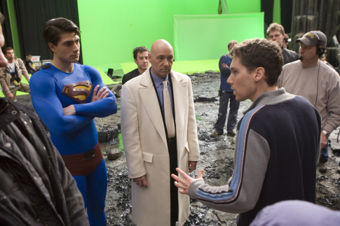 Kevin Spacey, Bryan Singer and Brandon Routh in Superman Returns (2006)