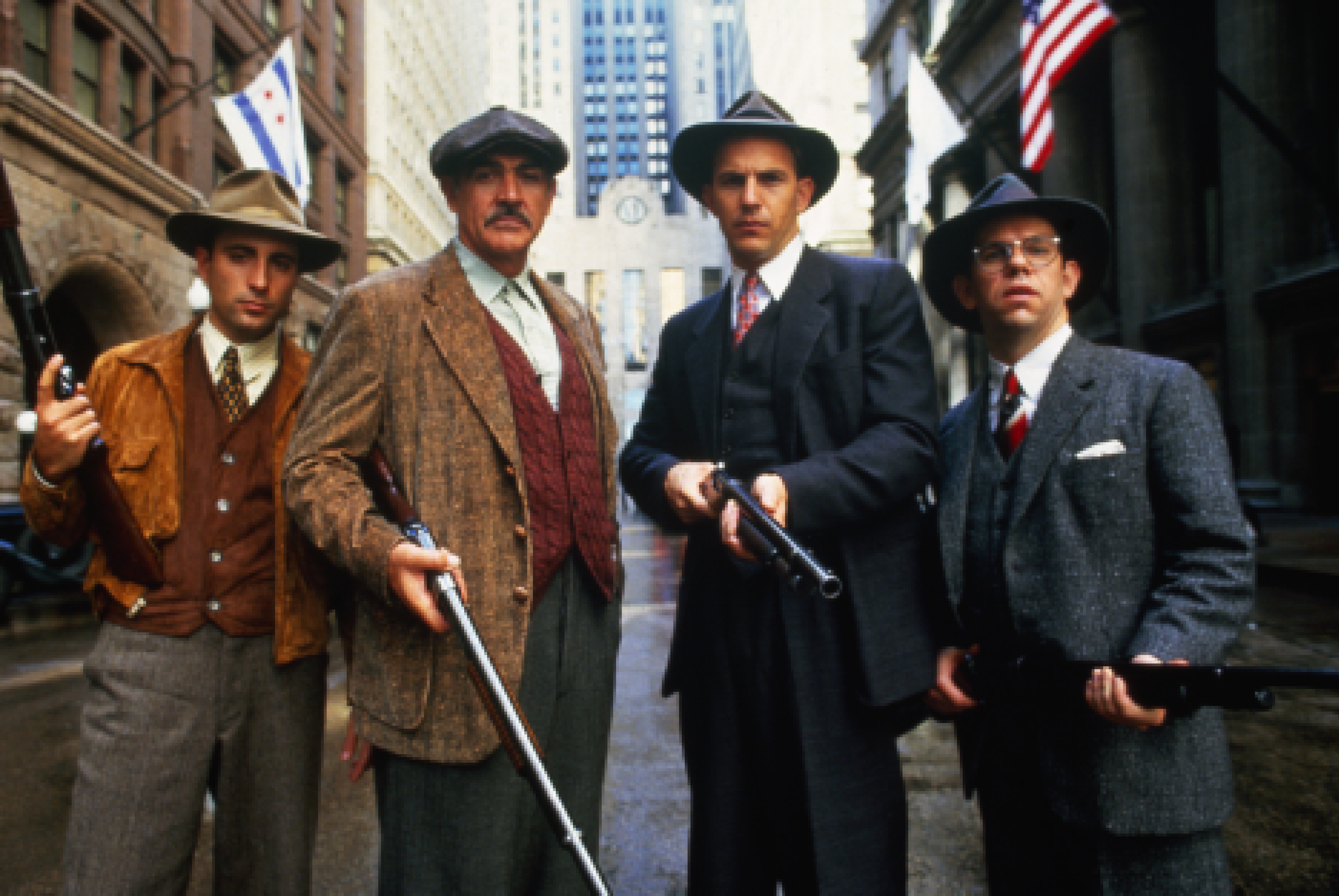 Still of Sean Connery, Kevin Costner, Andy Garcia and Charles Martin Smith in The Untouchables (1987)