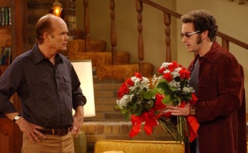 THAT '7Os SHOW: Red (Kurtwood Smith, L) teaches Hyde (Danny Masterson, R) the importance of stockpiling gifts for Valentine's Day in the 