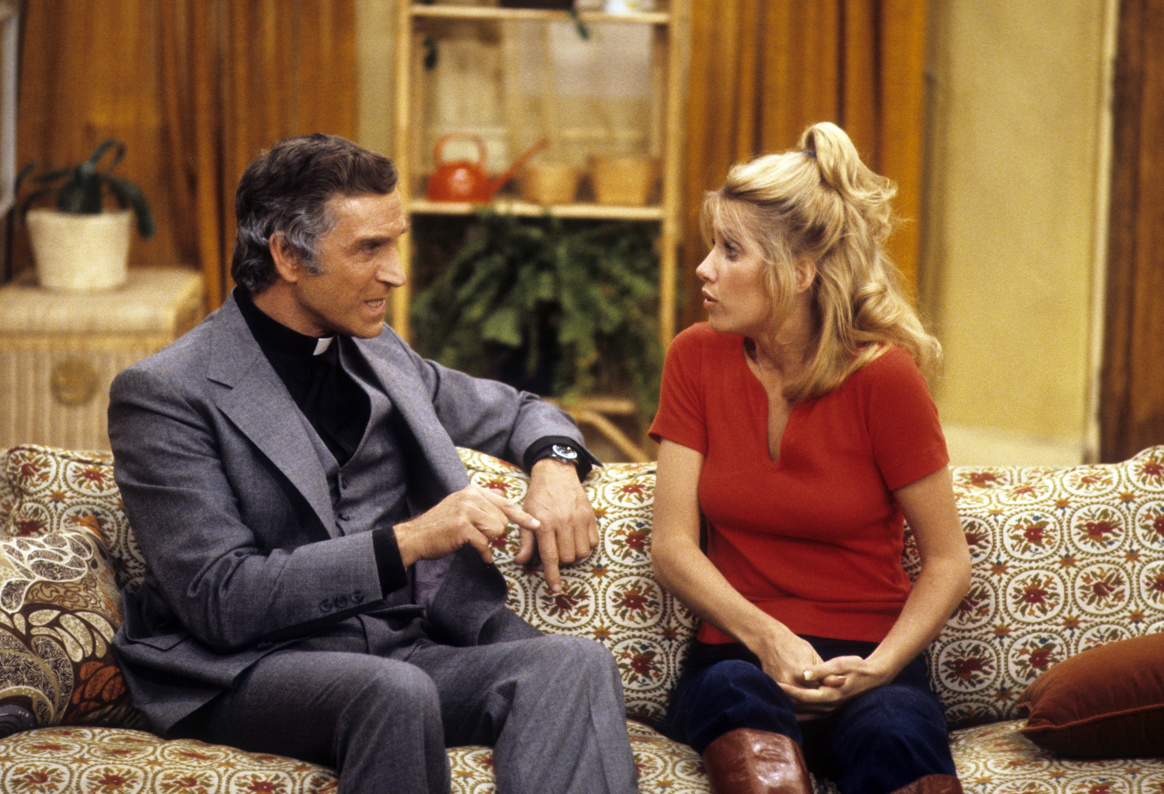 Still of Suzanne Somers and Peter Mark Richman in Three's Company (1977)