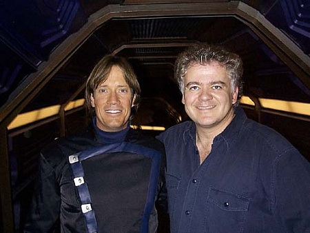 Kevin Sorbo and David Winning on the set of Andromeda (2000)