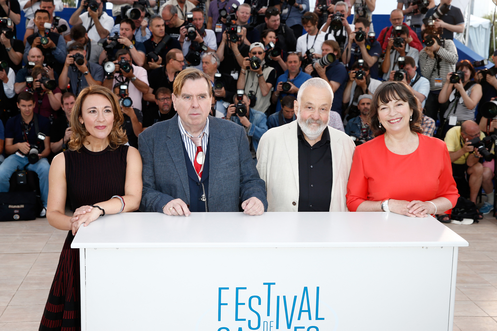 Timothy Spall, Mike Leigh, Dorothy Atkinson and Marion Bailey at event of Mr. Turner (2014)