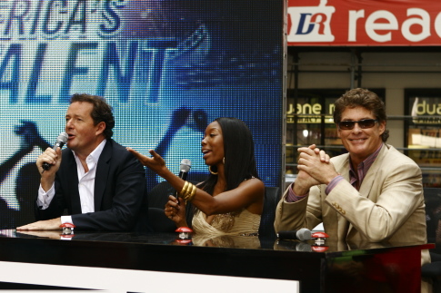 David Hasselhoff, Jerry Springer, Brandy Norwood, Piers Morgan, Sharon Osbourne and Simon Cowell in America's Got Talent (2006)