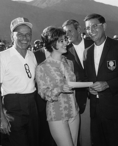Frank Sinatra, Jill St. John and Frank Beard at the Canyon Country Club in Palm Springs for The Frank Sinatra Invitational Golf Tournament