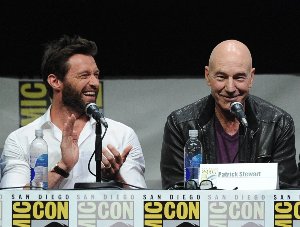 Patrick Stewart and Hugh Jackman at event of Iksmenai: Praejusios ateities dienos (2014)