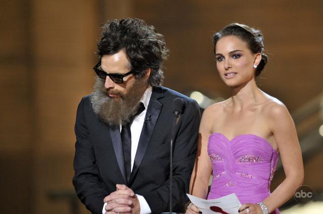 A game Natalie Portman co-presented with a bearded Ben Stiller, whose sly and perfectly timed impersonation of Joaquin Phoenix brought the house down.