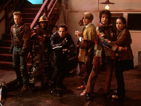 Still of Hank Azaria, Janeane Garofalo, William H. Macy, Paul Reubens, Ben Stiller and Kel Mitchell in Mystery Men (1999)