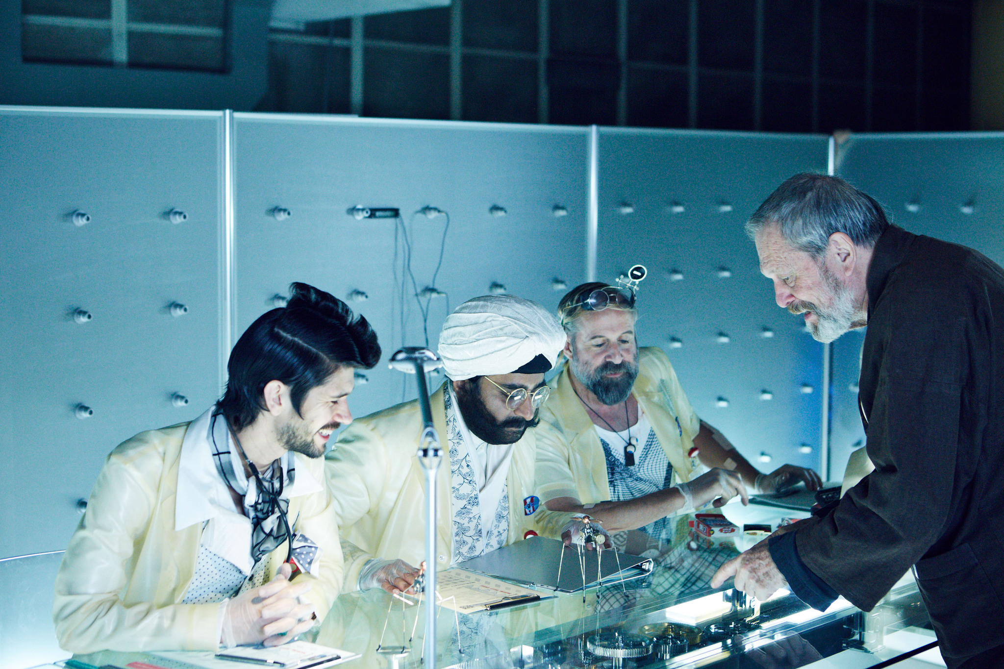Terry Gilliam, Peter Stormare, Sanjeev Bhaskar and Ben Whishaw in Zero teorema (2013)