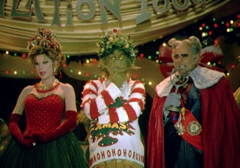 The Grinch at Whoville's Whobilation with Martha May Whovier and Mayor May Who (photo credit: Ron Batzdorf)