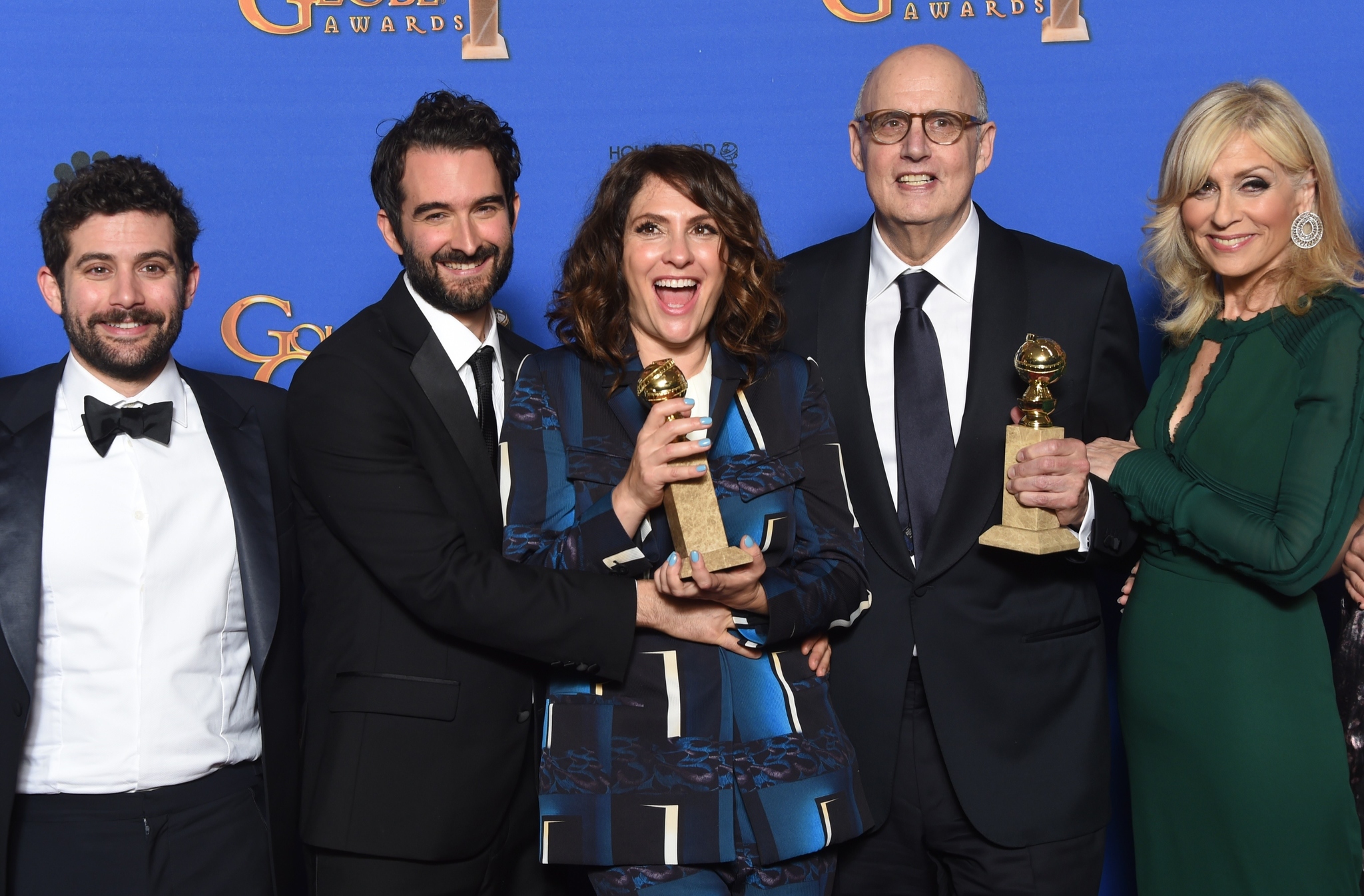 Jeffrey Tambor, Jay Duplass, Judith Light and Jill Soloway at event of 72nd Golden Globe Awards (2015)