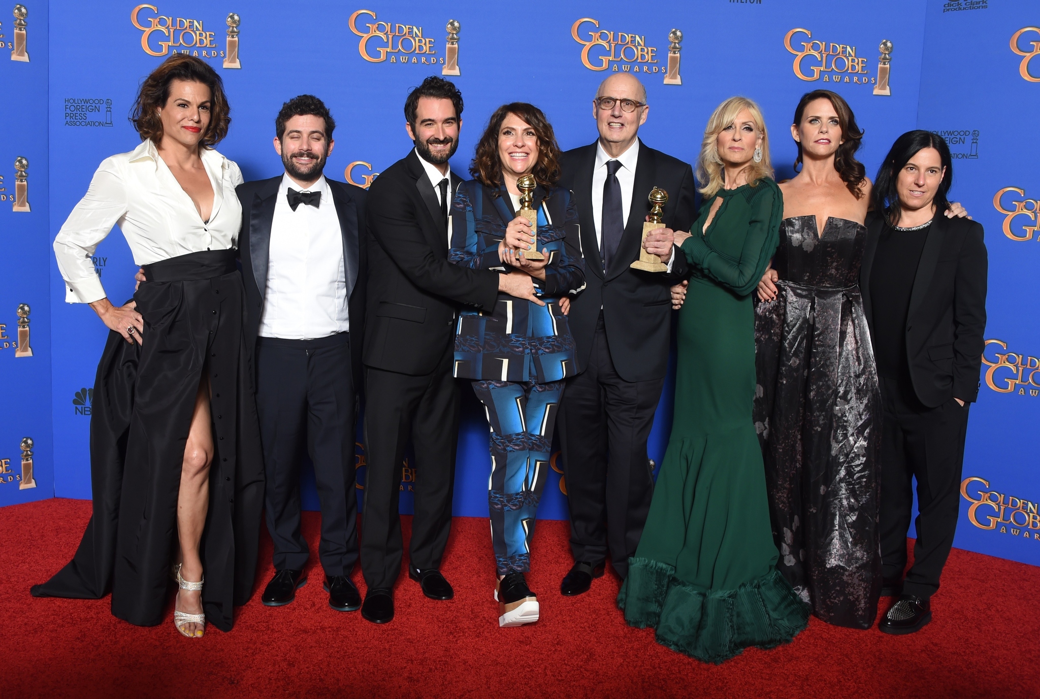 Jeffrey Tambor, Jay Duplass, Amy Landecker, Judith Light, Jill Soloway and Alexandra Billings at event of 72nd Golden Globe Awards (2015)