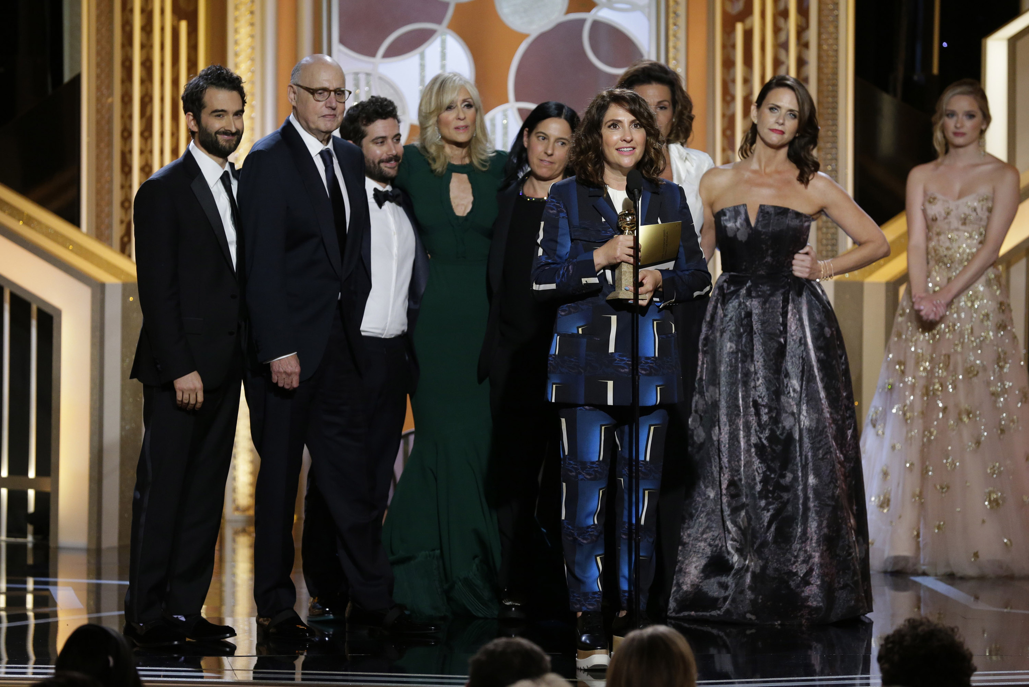 Jeffrey Tambor, Jay Duplass, Amy Landecker, Judith Light and Jill Soloway at event of 72nd Golden Globe Awards (2015)