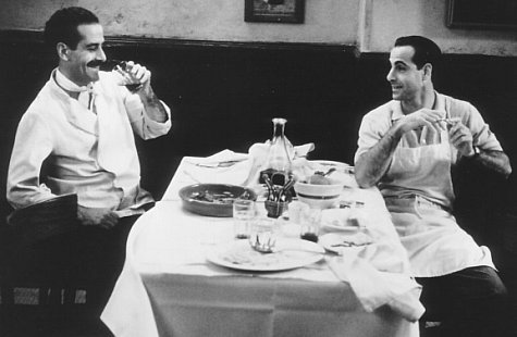 Still of Tony Shalhoub and Stanley Tucci in Big Night (1996)