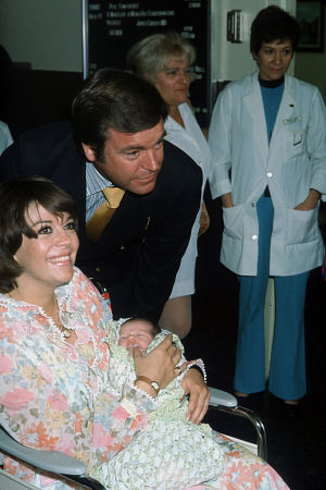 Natalie Wood and Robert Wagner with new baby Courtney Brooke, born March 1974