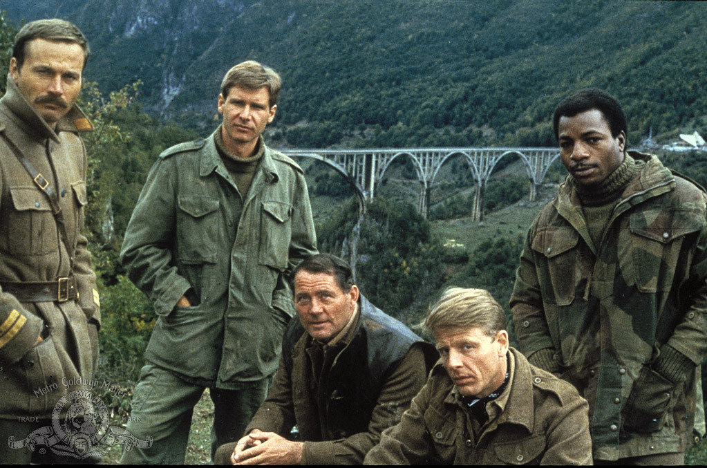 Still of Harrison Ford, Robert Shaw, Carl Weathers, Edward Fox and Franco Nero in Force 10 from Navarone (1978)
