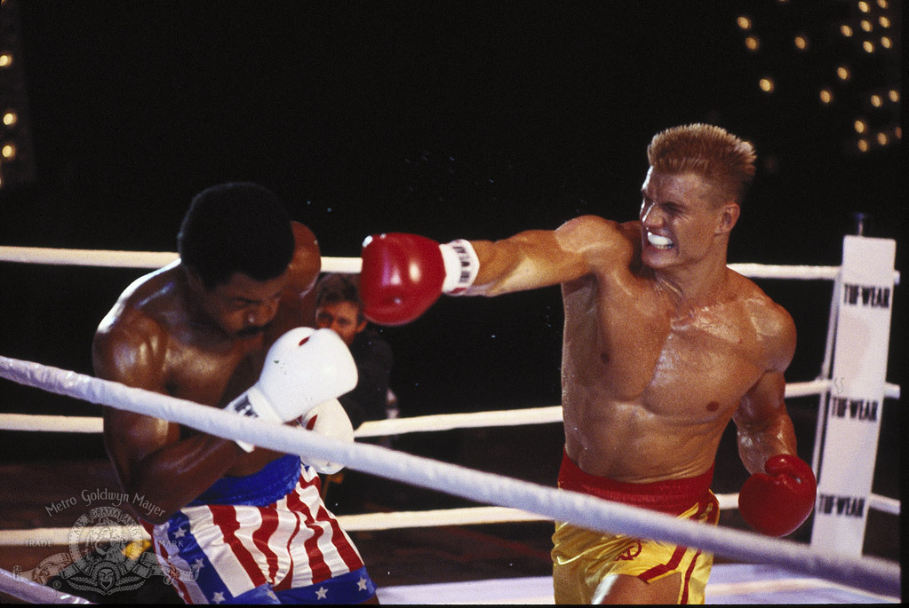 Still of Dolph Lundgren and Carl Weathers in Rocky IV (1985)