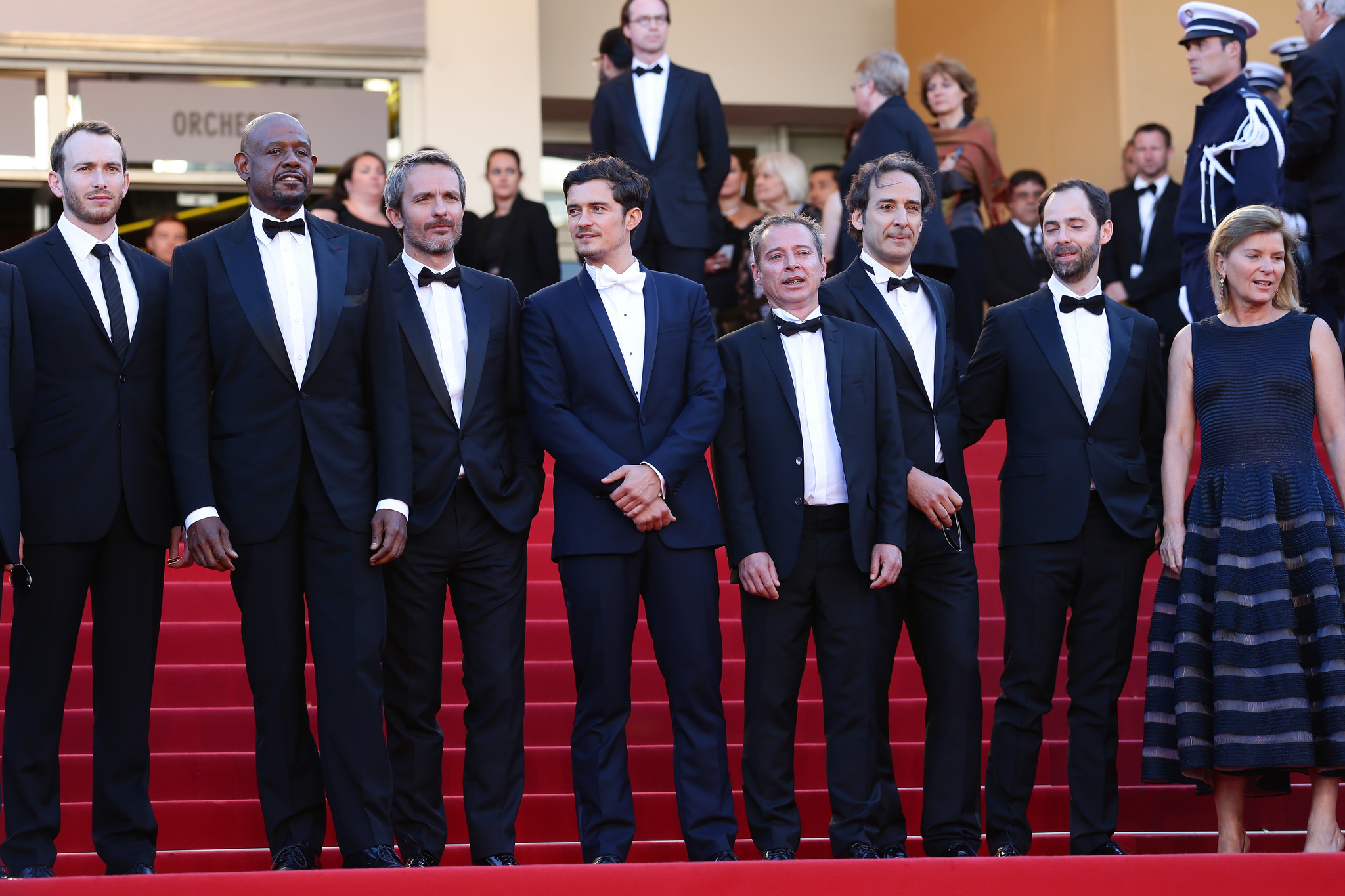 Forest Whitaker, Alexandre Desplat, Orlando Bloom, Julien Rappeneau, Jérôme Salle, Caryl Ferey and Conrad Kemp at event of Zulu (2013)