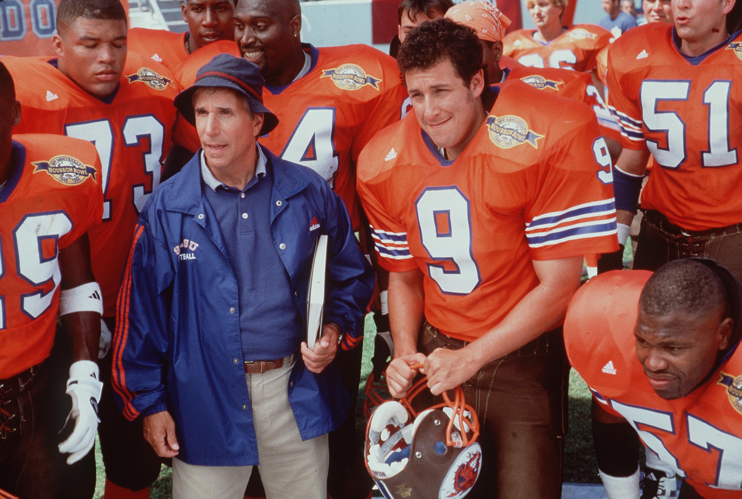 Still of Adam Sandler and Henry Winkler in The Waterboy (1998)