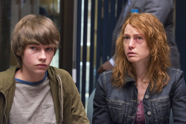 Still of Alicia Witt and Jacob Lofland in Justified (2010)