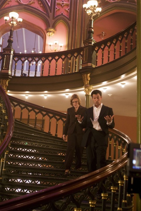 Still of Noah Wyle and Jane Curtin in The Librarian: The Curse of the Judas Chalice (2008)