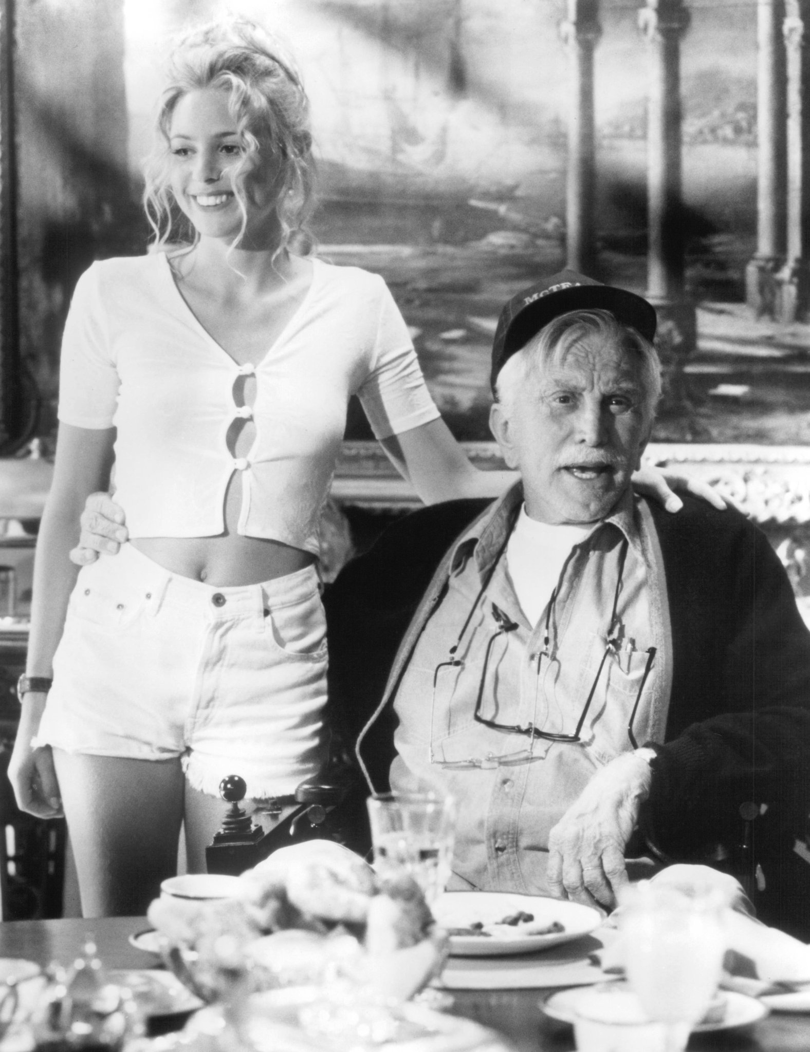 Still of Kirk Douglas and Olivia d'Abo in Greedy (1994)