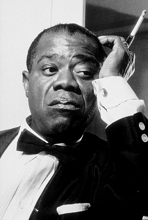 Louis Armstrong on the set of 