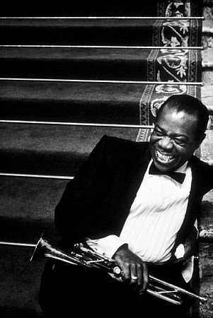 Louis Armstrong on the set of 