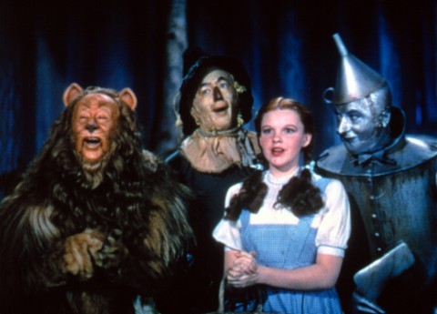 Still of Judy Garland, Ray Bolger, Jack Haley and Bert Lahr in The Wizard of Oz (1939)