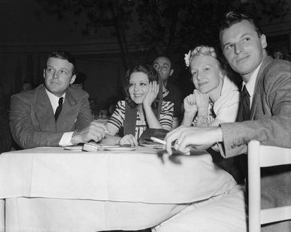 Clara Bow with Rex Bell and guests circa 1933