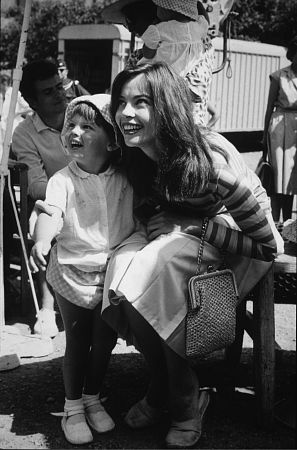 Leslie Caron and her son Christopher Hall visit the set of 