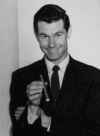 Johnny Carson impersonating George Burns, 1954.