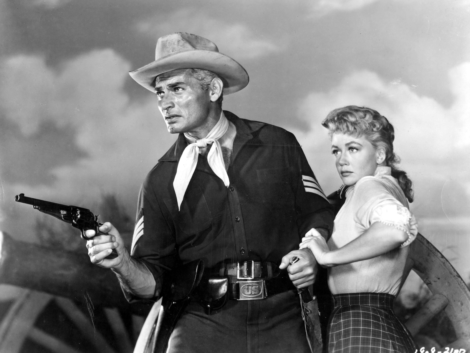 Still of Jeff Chandler and Dorothy Malone in Pillars of the Sky (1956)