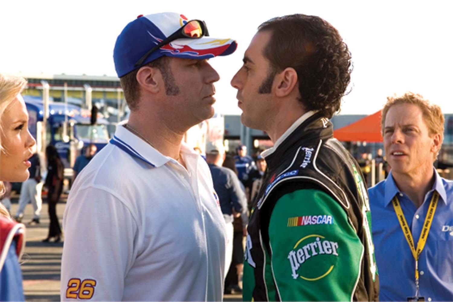 Still of Will Ferrell and Sacha Baron Cohen in Talladega Nights: The Ballad of Ricky Bobby (2006)