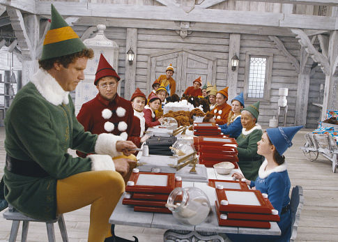 Still of Will Ferrell and Peter Billingsley in Elf (2003)