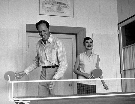 33-2250 Audrey Hepburn and husband Mel Ferrer at their rented Malibu abode C. 1957