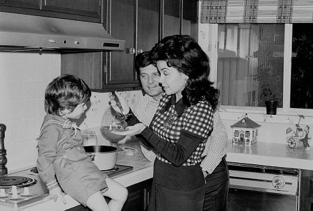 Annette Funicello with husband Jack Gilardi and son at home, c. 1972