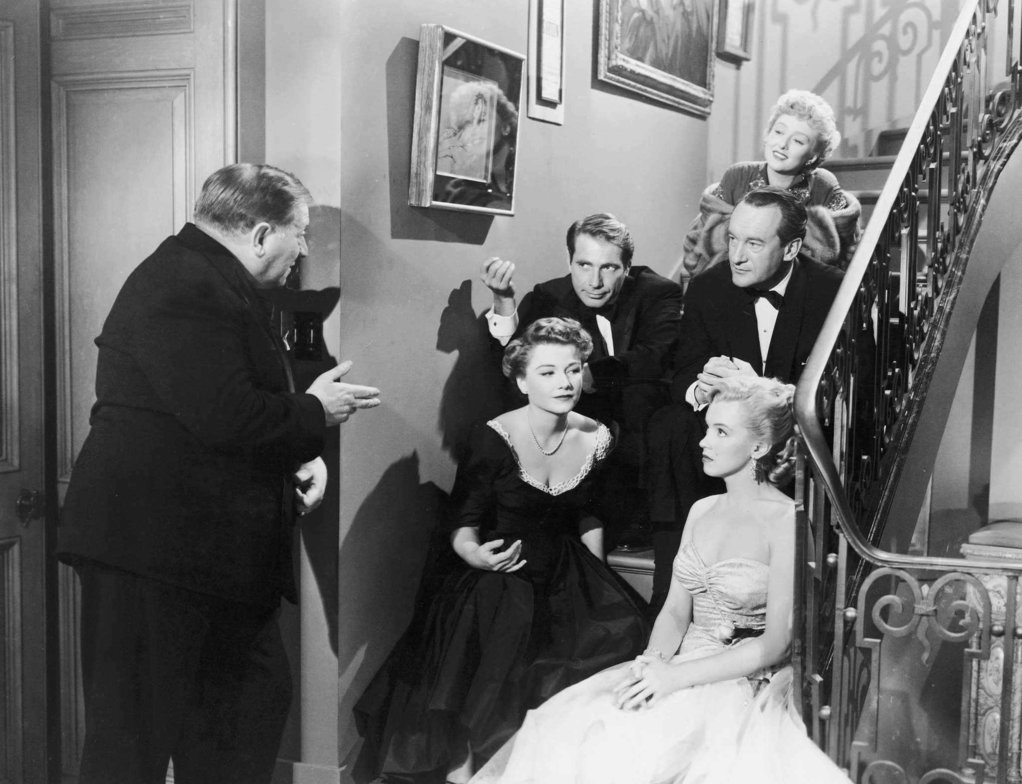 Marilyn Monroe, Celeste Holm, Gary Merrill and Gregory Ratoff at event of All About Eve (1950)
