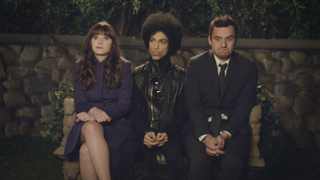 Still of Prince, Zooey Deschanel and Jake Johnson in New Girl (2011)