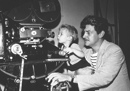 Preston Sturges and 2 year old son directing 