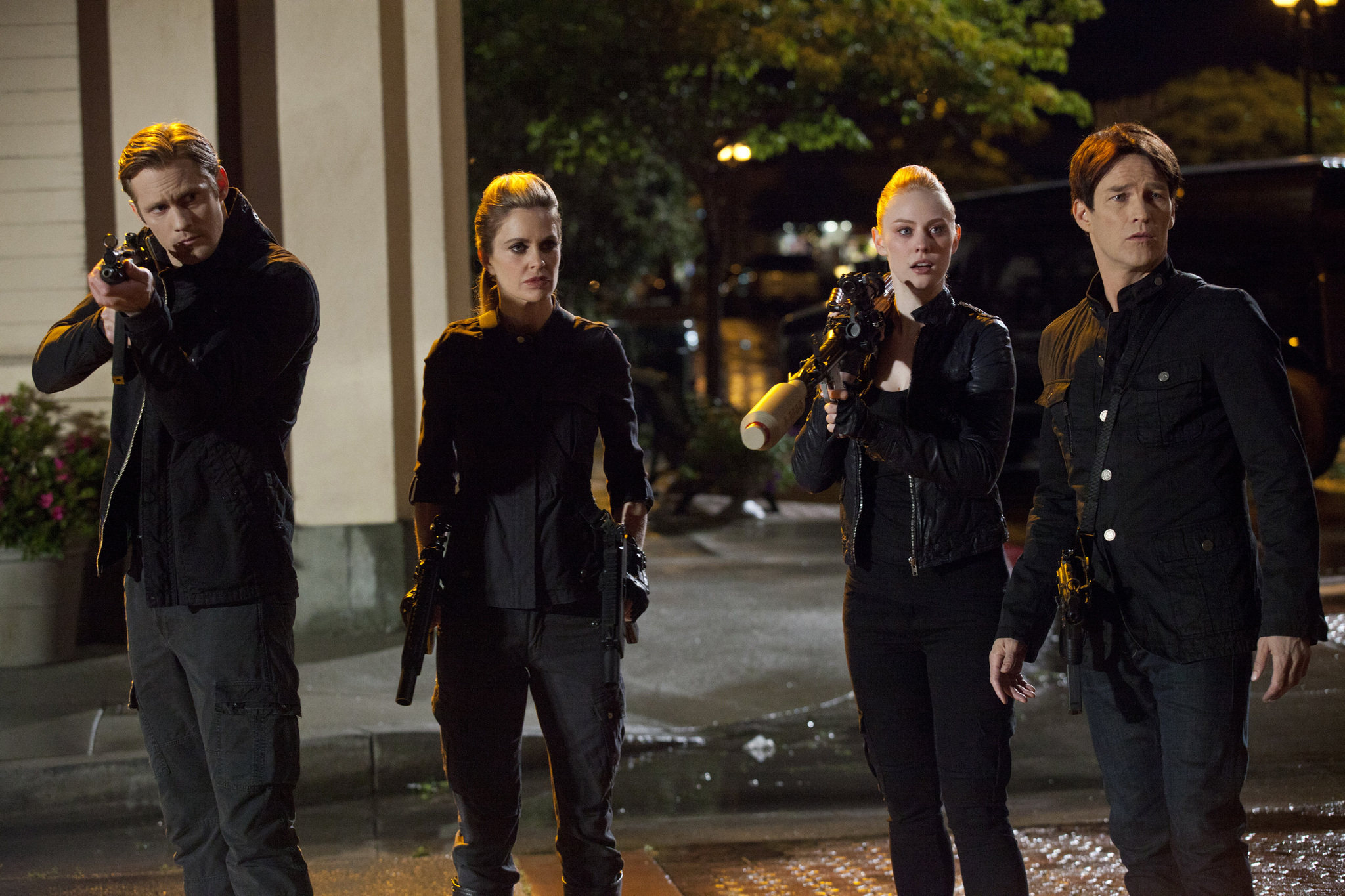 Still of Alexander Skarsgård, Kristin Bauer van Straten, Stephen Moyer and Deborah Ann Woll in Tikras kraujas (2008)