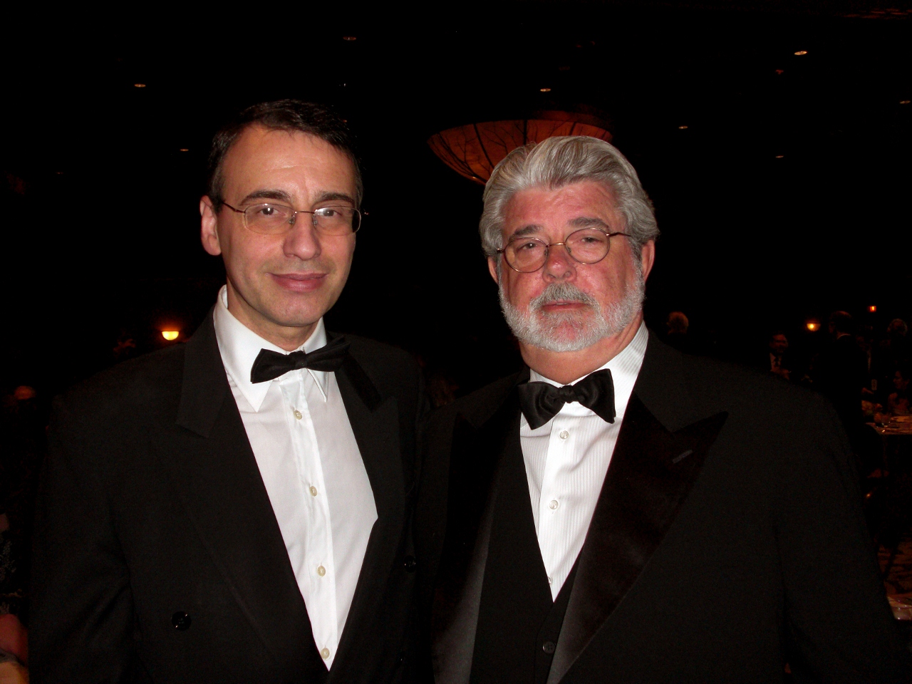 MPSE VP Frank Morrone with George Lucas at the 2009 MPSE Golden Reel Awards