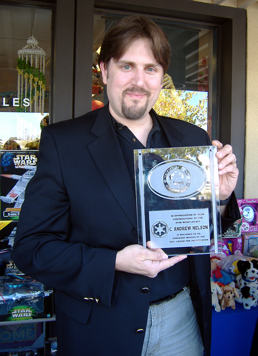 C. Andrew Nelson being inducted as an Honorary Member of the Fighting 501st Legion in recognition of his contributions to the Star Wars franchise.