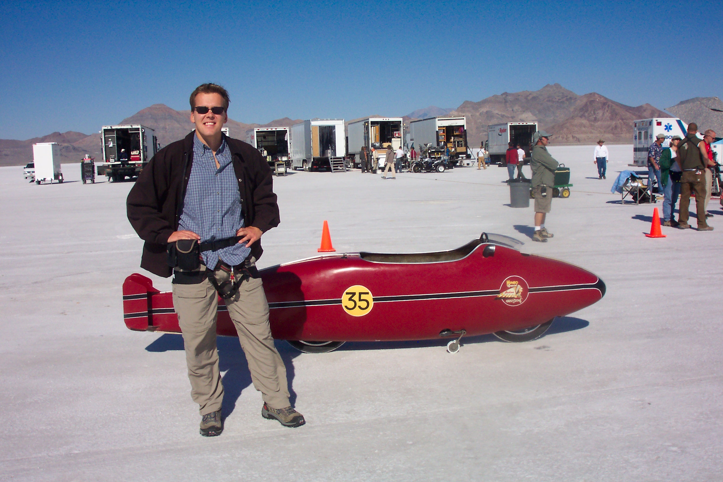 On the Salt Lakes for World's Fastest Indian. Our mockup went 70mph, the real one went 200+mph. Main Unit DP was David Gribble, ACS
