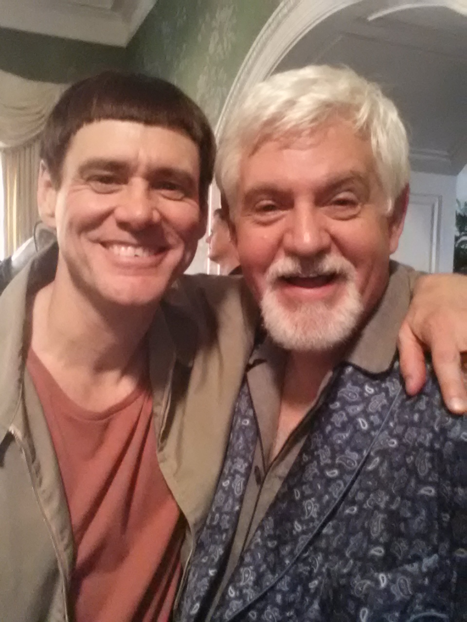With Jim Carrey while shooting Dumb and Dumber To, Oct/Nov 2013
