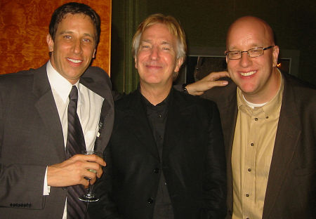 Doug Olear, Alan Rickman and Executive producer Eric Hetzel at the HBO premiere of the Emmy nominated 