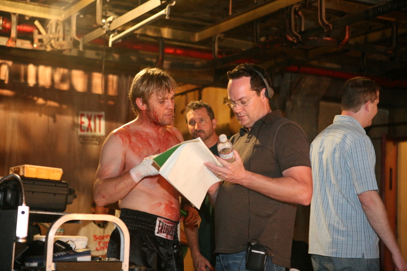 Erik C. Andersen describes to Ricky Schroder how he will cut together the ending of Locker 13 - Down and Out. 