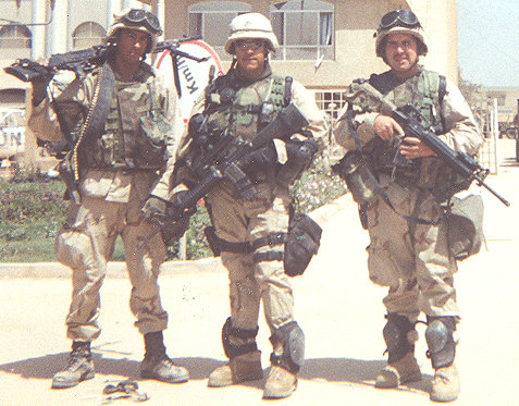 Ben Sykes and team outside the UN Bldg. Baghdad, Iraq 2003