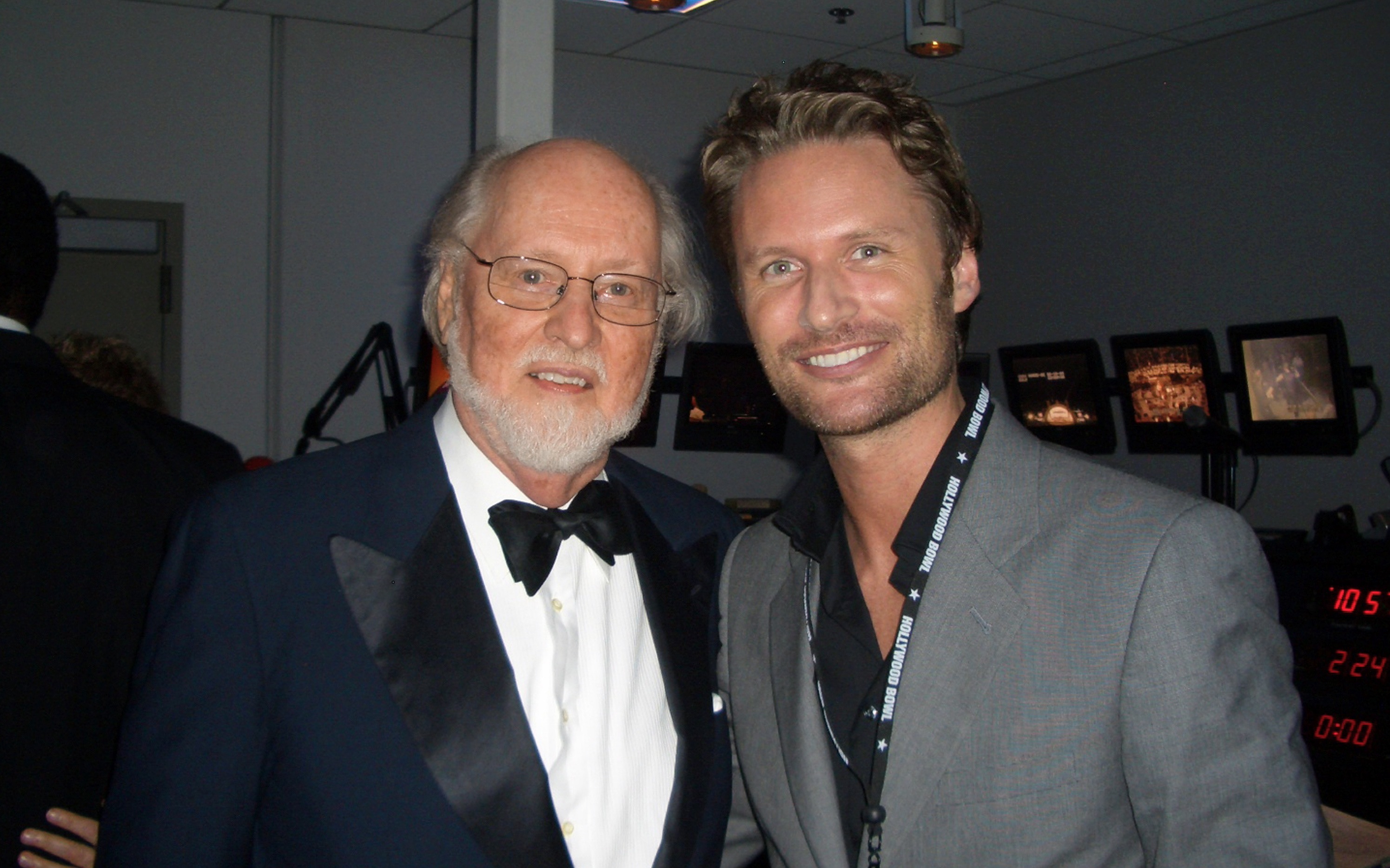 Composers John Williams and Brian Tyler backstage at the Hollywood Bowl