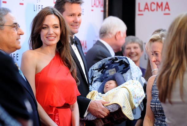 Angelina Jolie, Will Wallace and son, Bodie Wallace at the premiere of 