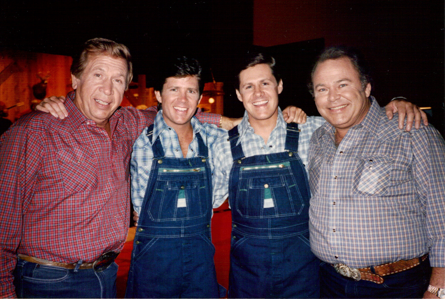 Buck Owens,Butch, Ben and Roy Clark on the set of Hee-Haw in Nashville.